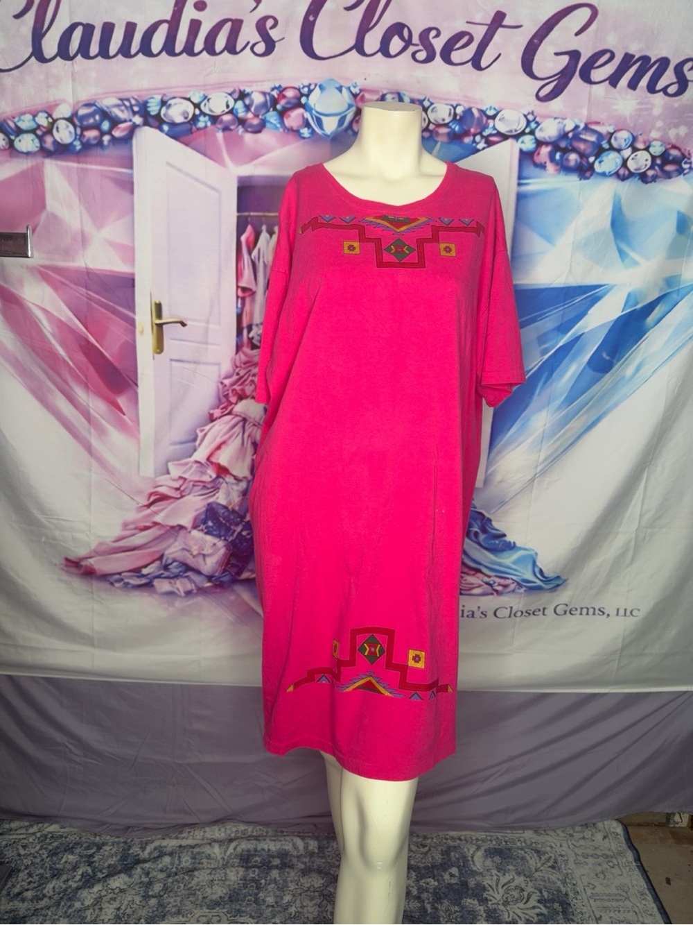 Hanes Hot Pink Women's vintage dress with Logo Tag